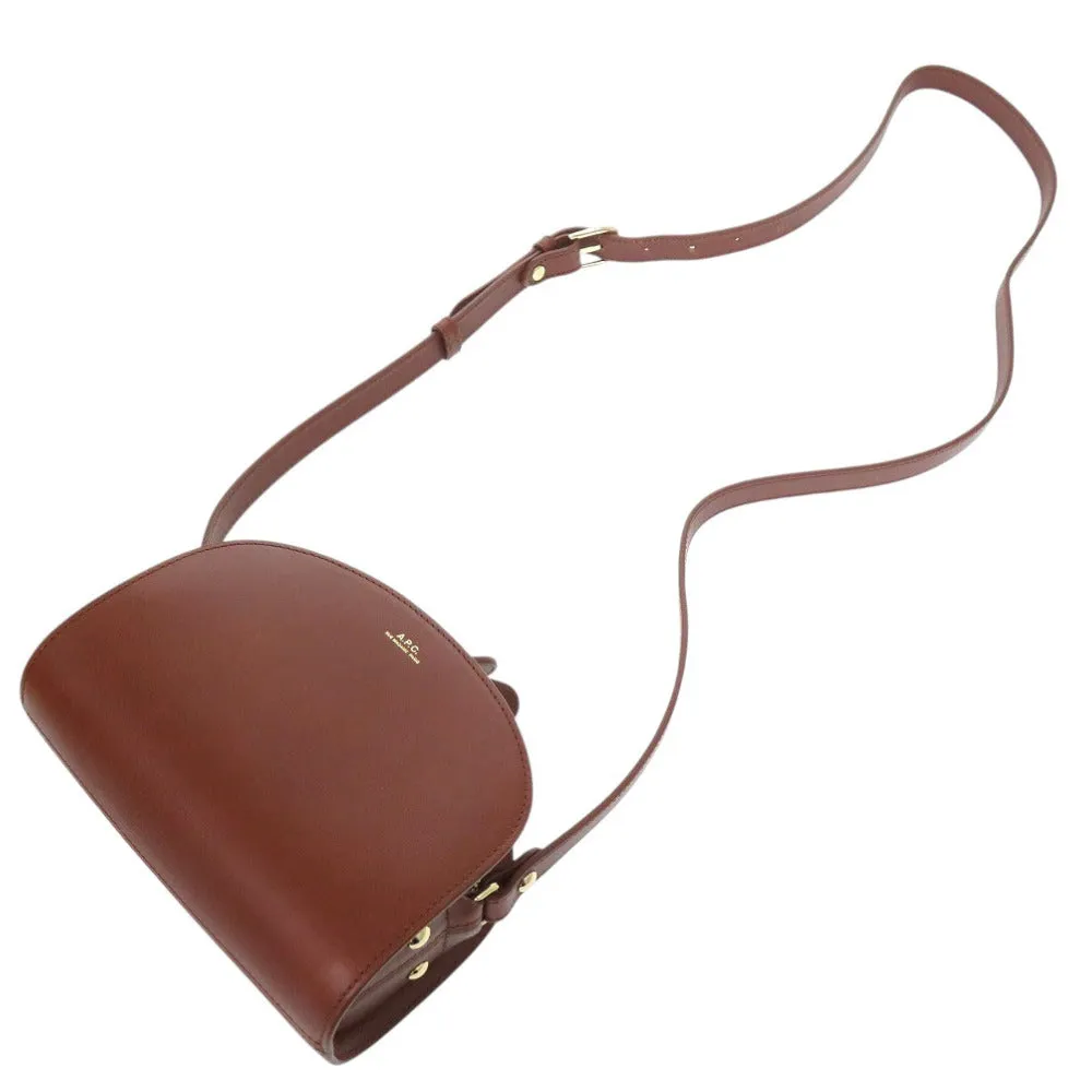 A.P.C. Shoulder Bag PXAWVF61392CAD leather Brown SAC DEMI LUNE MINI HALF MOON BAG