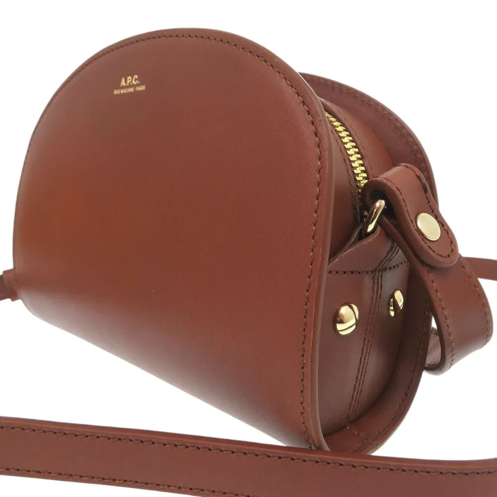 A.P.C. Shoulder Bag PXAWVF61392CAD leather Brown SAC DEMI LUNE MINI HALF MOON BAG