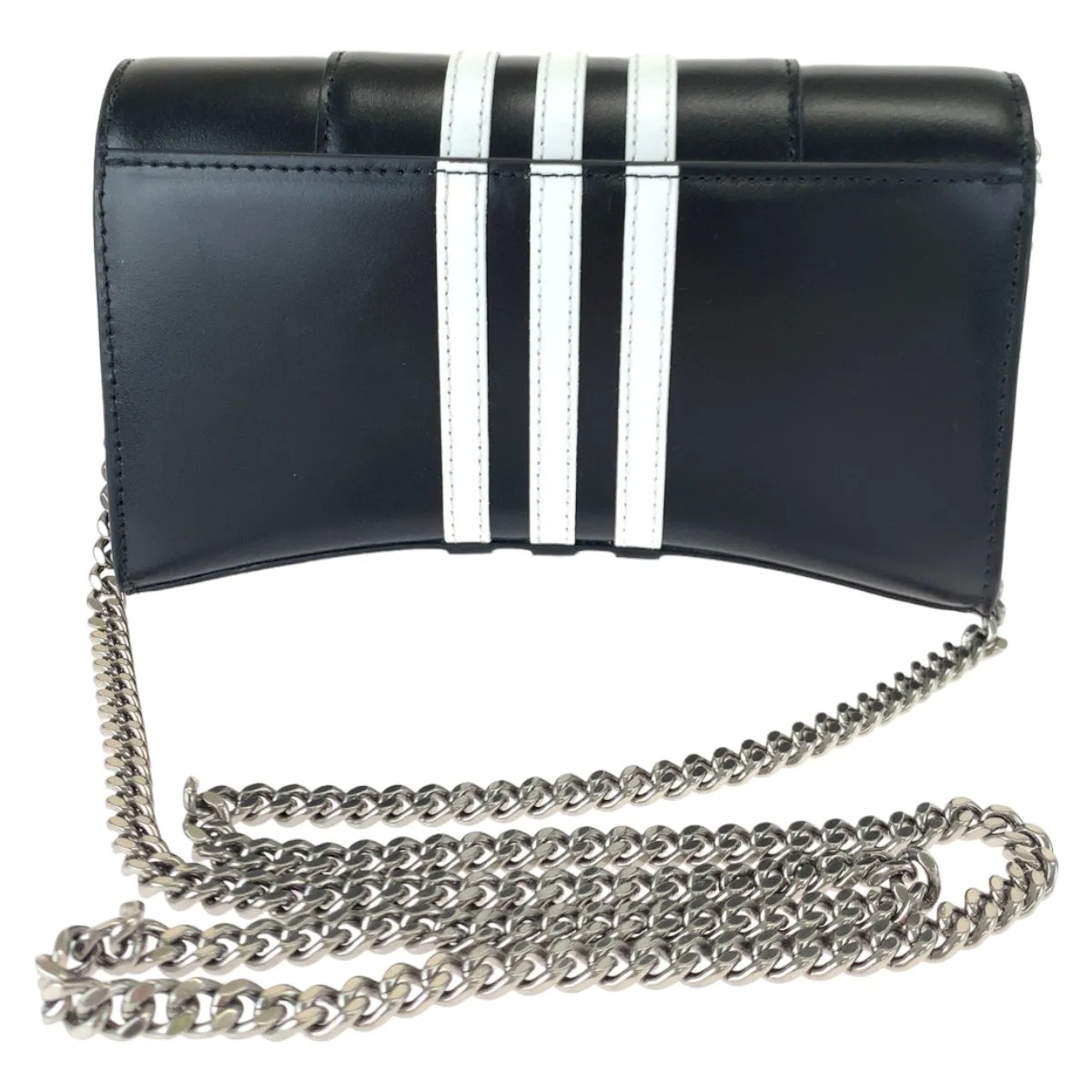BALENCIAGA Long Wallet Purse 2304BLSJJ BAL3145 leather Black White Chain wallet Shoulder Bag Adidas collaboration Hourglass Hourglass Wallet On Chain Women Used