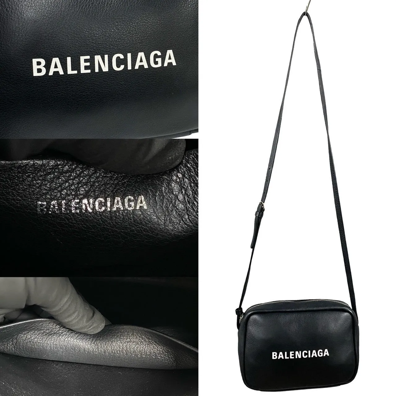 BALENCIAGA Shoulder Bag leather black Everyday camera bag Women Used
