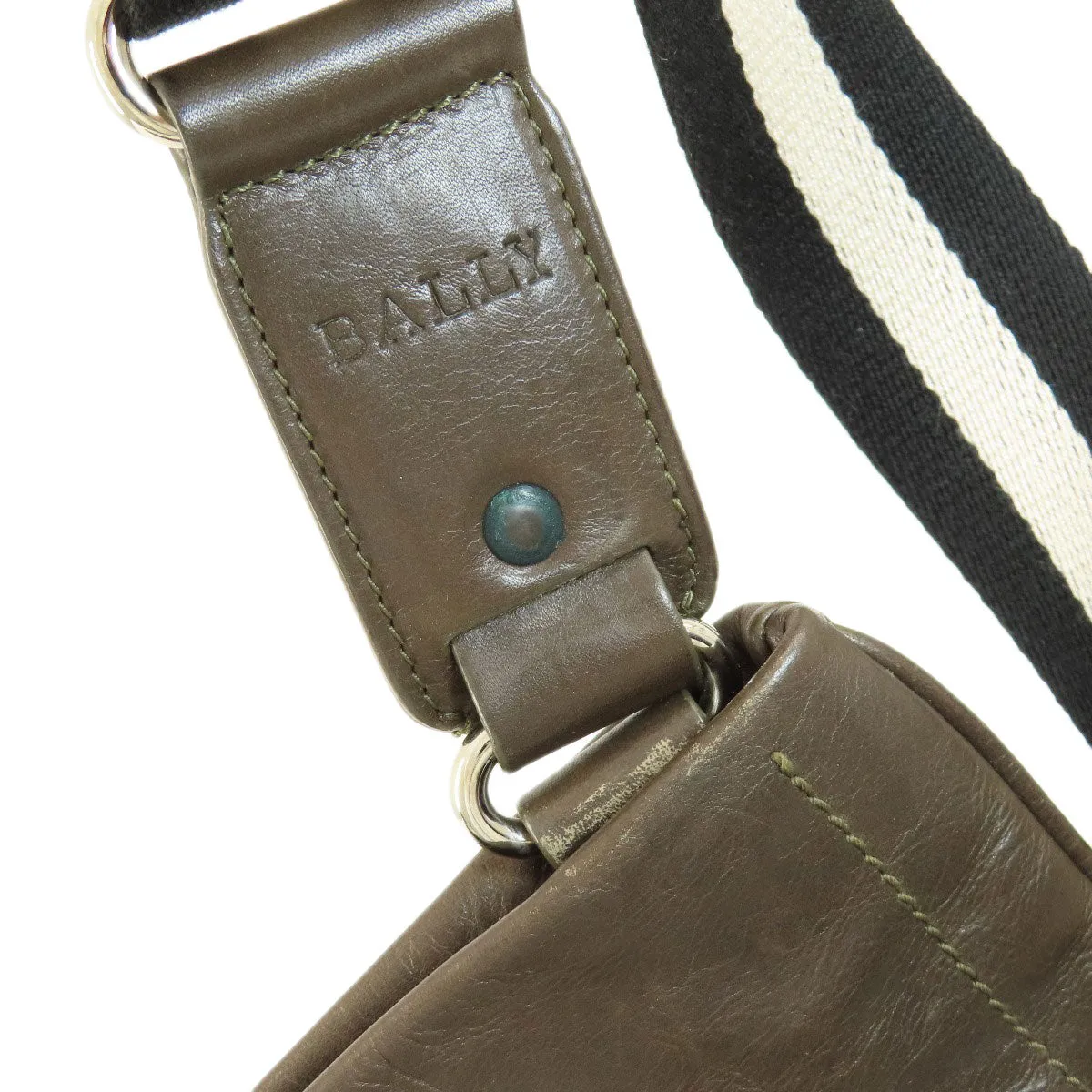 BALLY Shoulder Bag leather Brown Striped Shoulder