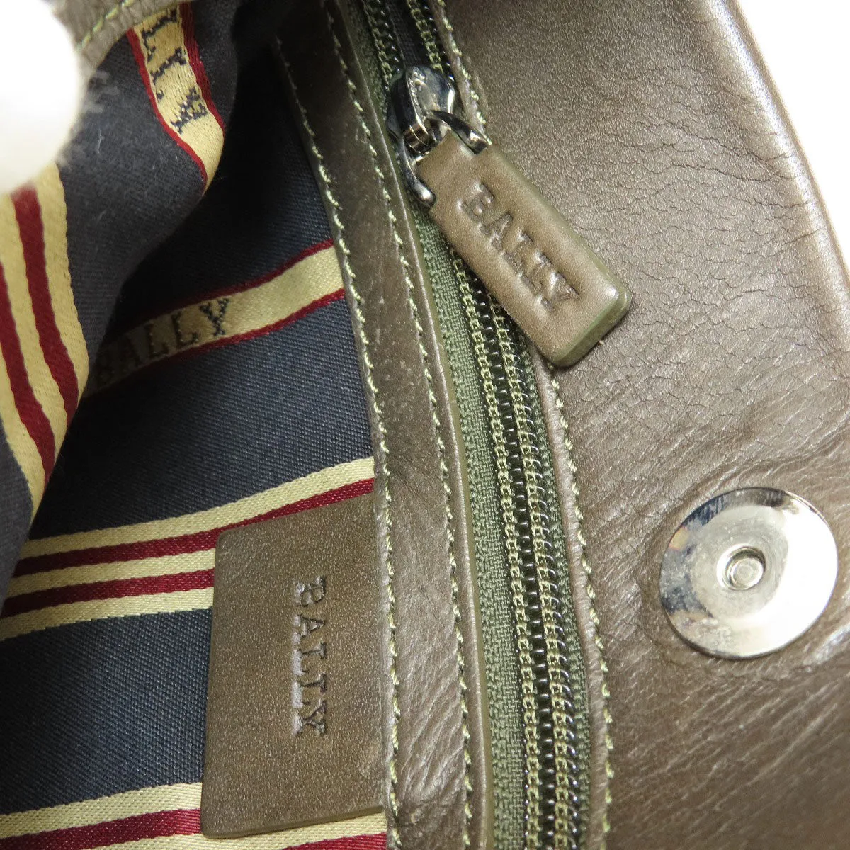 BALLY Shoulder Bag leather Brown Striped Shoulder