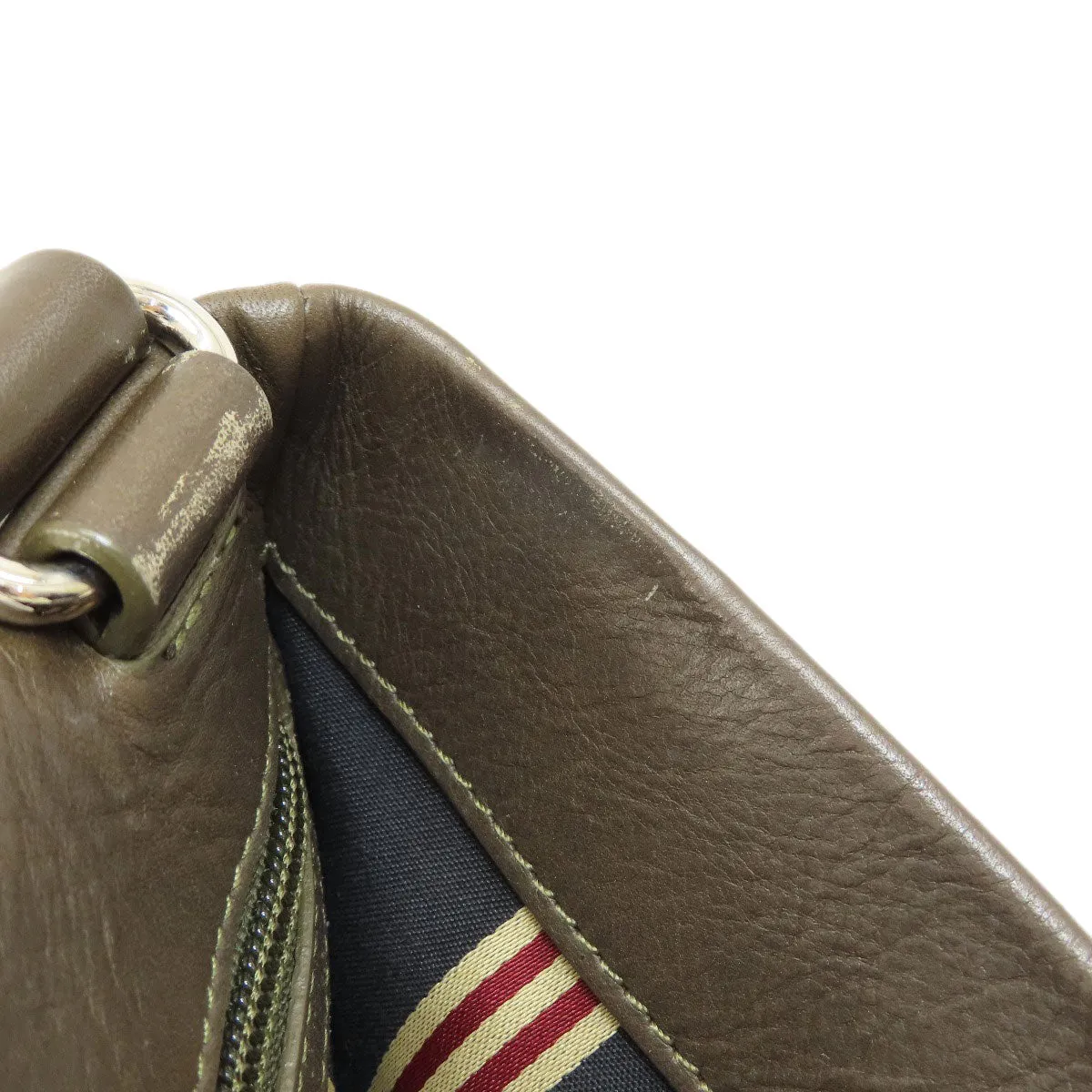 BALLY Shoulder Bag leather Brown Striped Shoulder