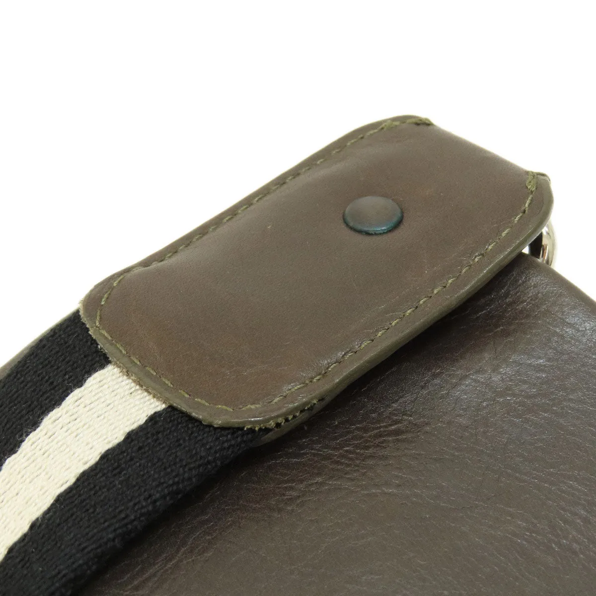 BALLY Shoulder Bag leather Brown Striped Shoulder