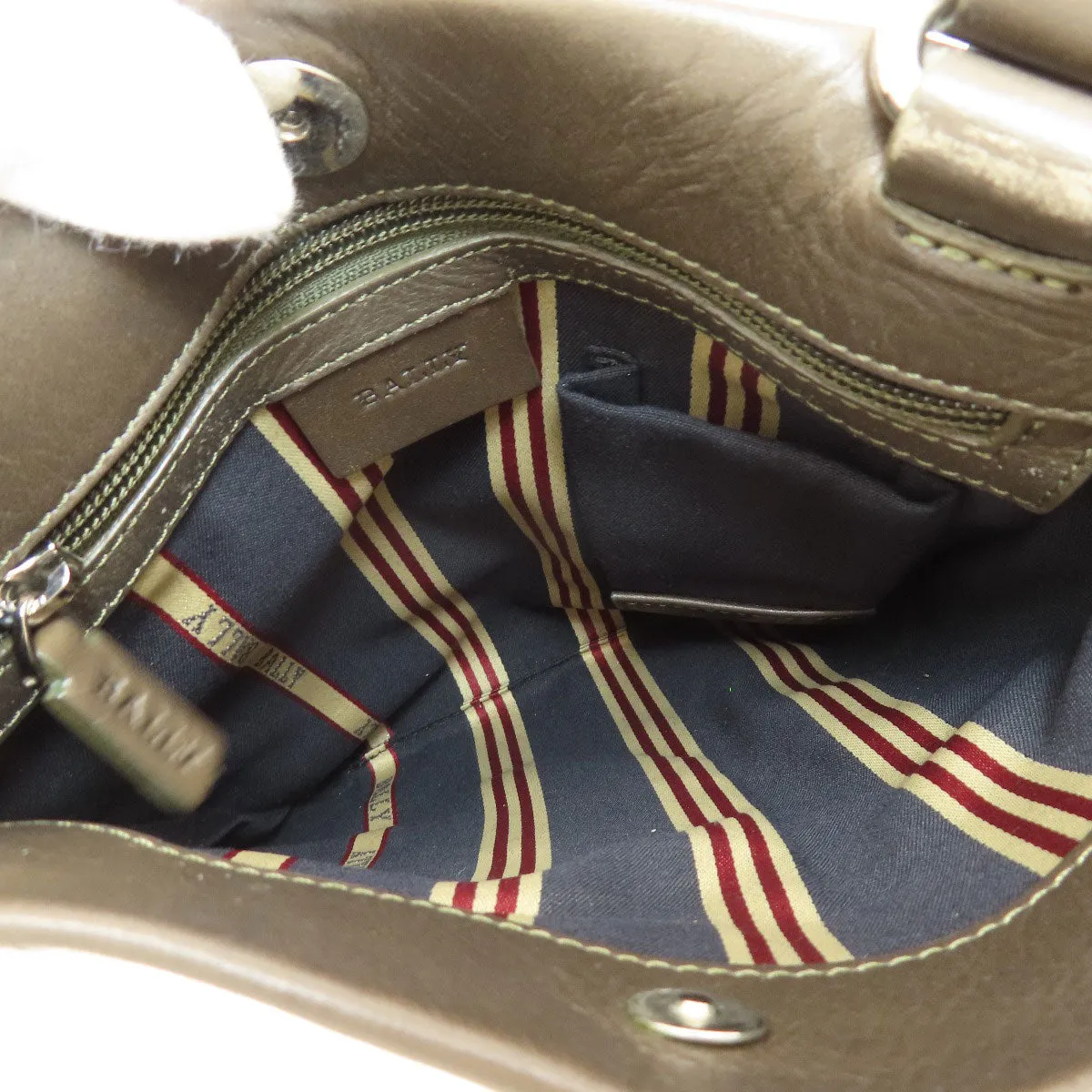BALLY Shoulder Bag leather Brown Striped Shoulder