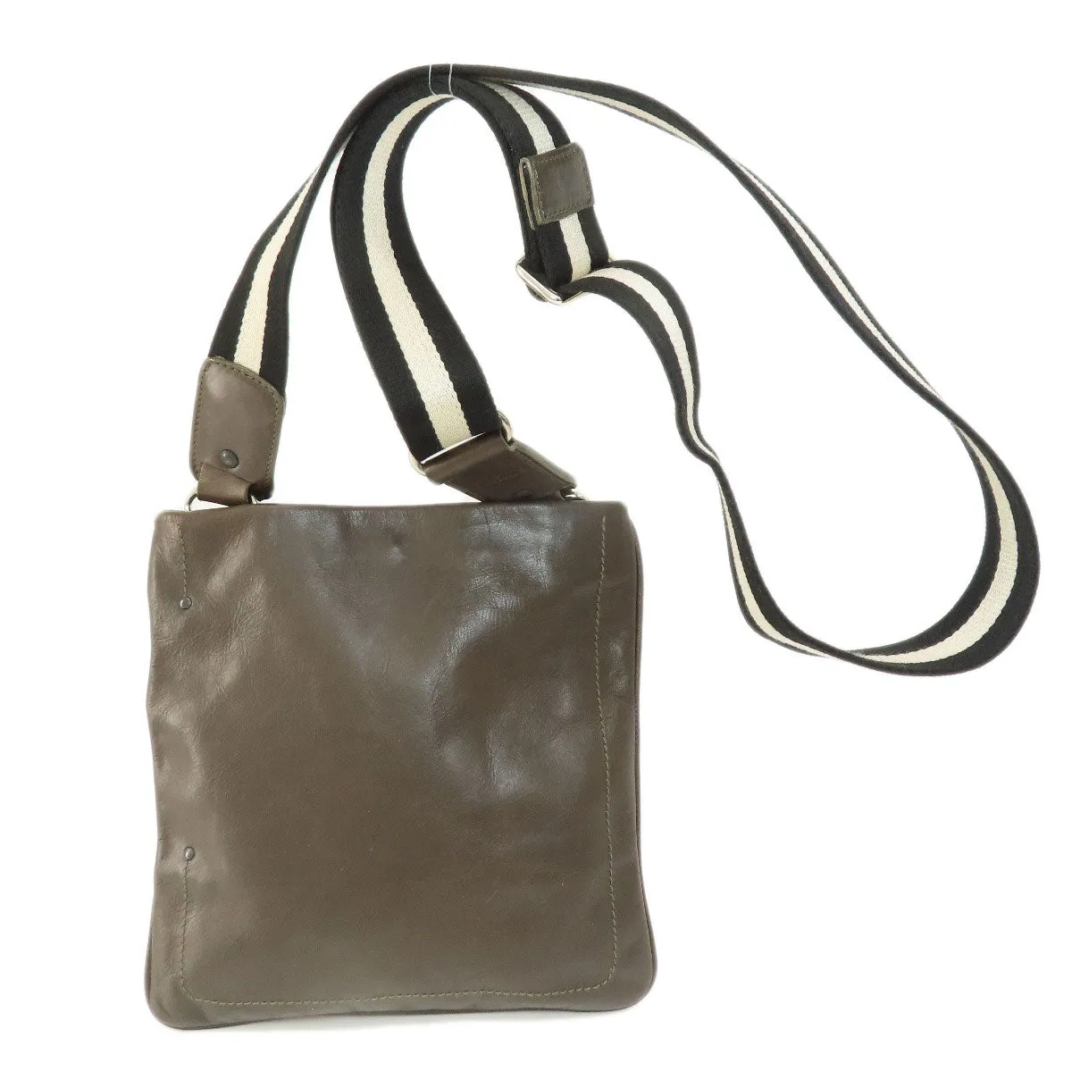 BALLY Shoulder Bag leather Brown Striped Shoulder