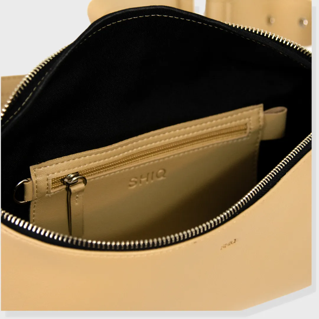 BOOM VEGAN LEATHER CROSSBODY BAG BEIGE