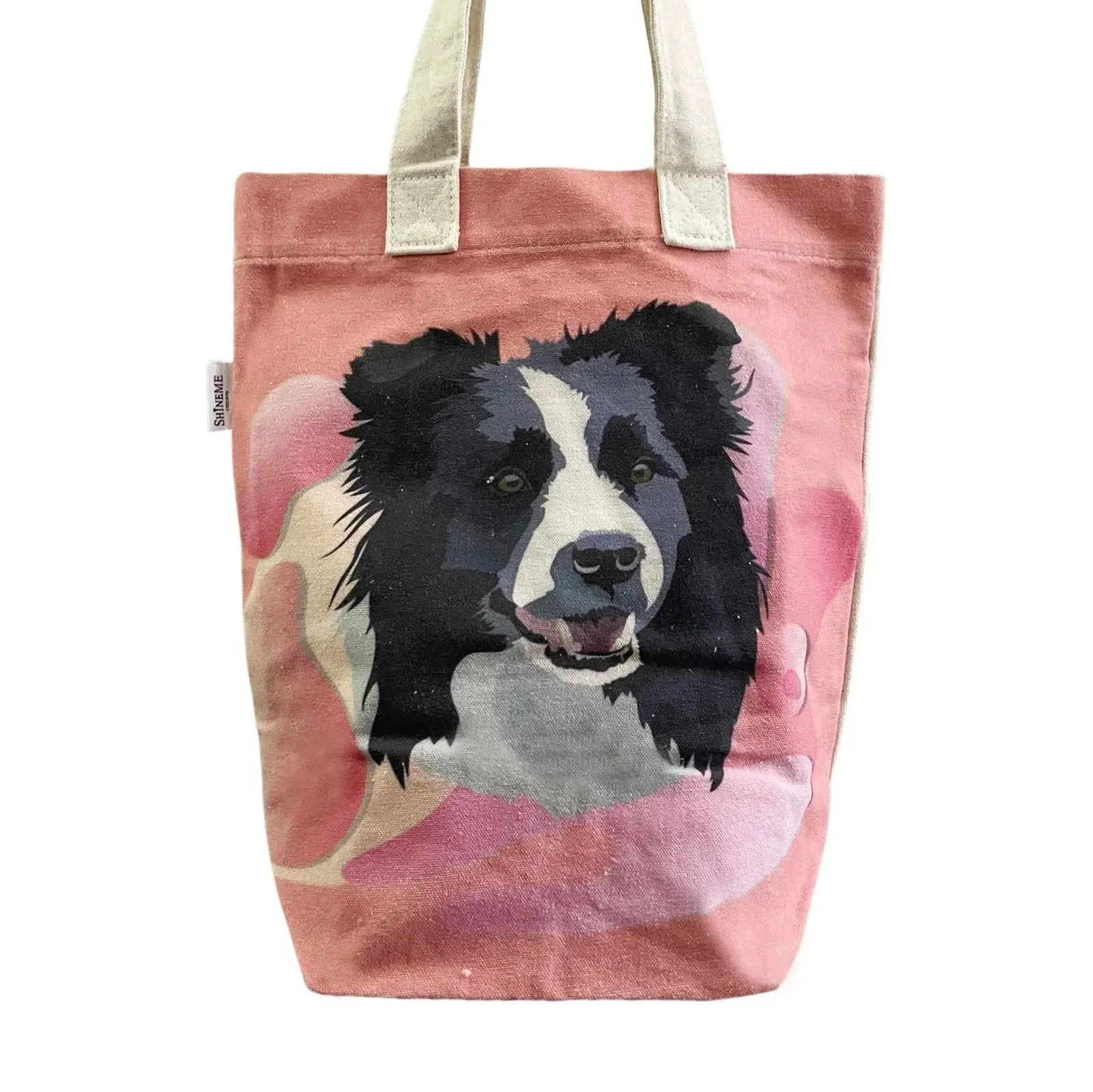 Border Collie Dog Art Print Cotton Tote Bag