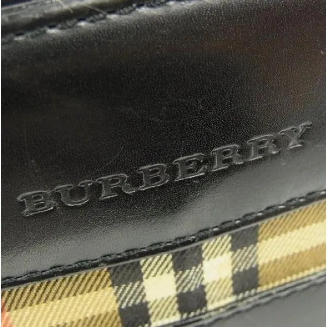Burberry Purses Black Leather And Haymarket Nova Check Print Suedeleathergunmetal Accents Shoulder B