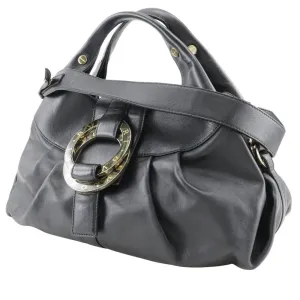 BVLGARI Handbag leather black 2WAYShoulder Chandra Women Used
