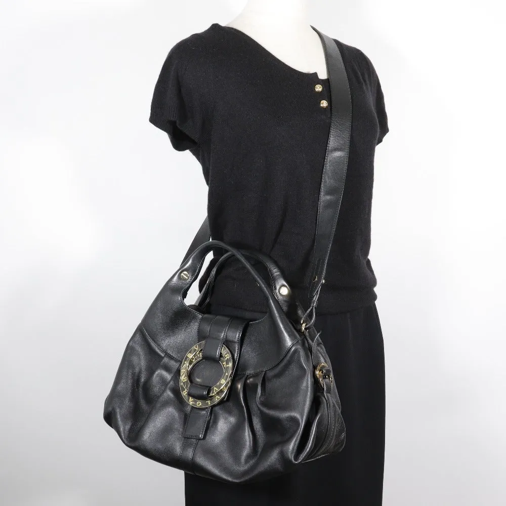 BVLGARI Handbag leather black 2WAYShoulder Chandra Women Used