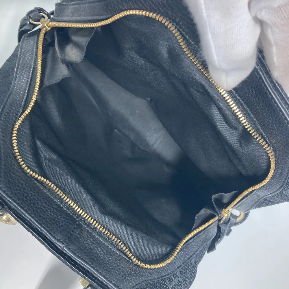 BVLGARI Handbag Leather / canvas black Bag Shoulder Bag Tote Bag Logo mania Women Used