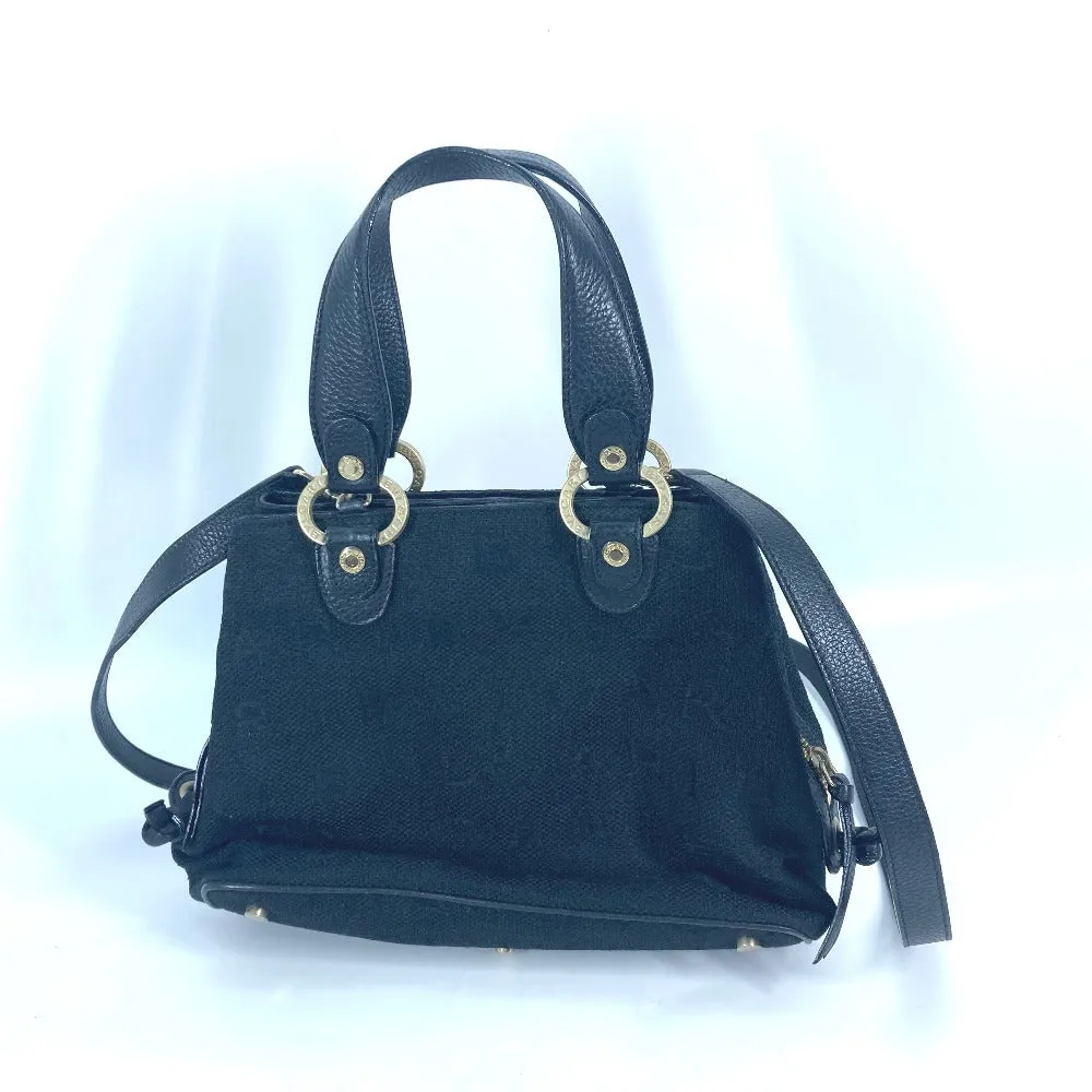 BVLGARI Handbag Leather / canvas black Bag Shoulder Bag Tote Bag Logo mania Women Used