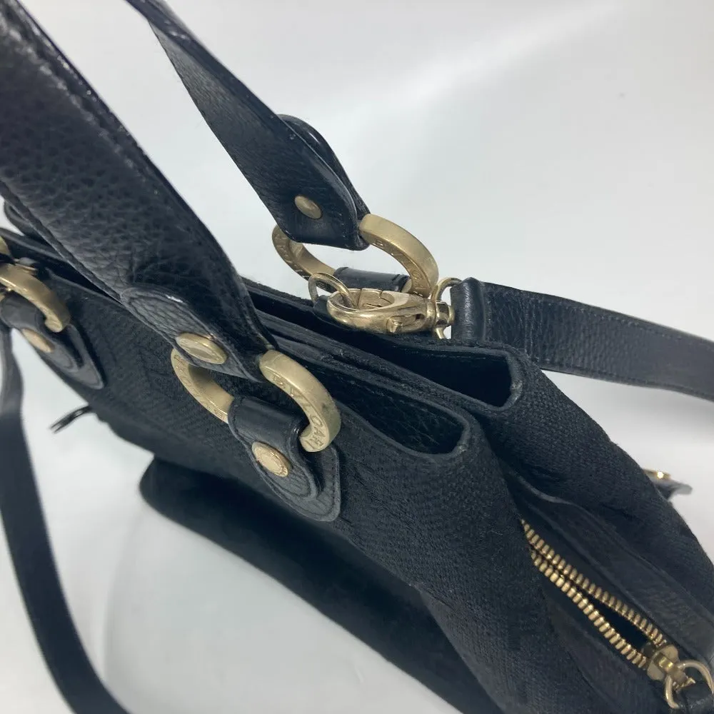 BVLGARI Handbag Leather / canvas black Bag Shoulder Bag Tote Bag Logo mania Women Used