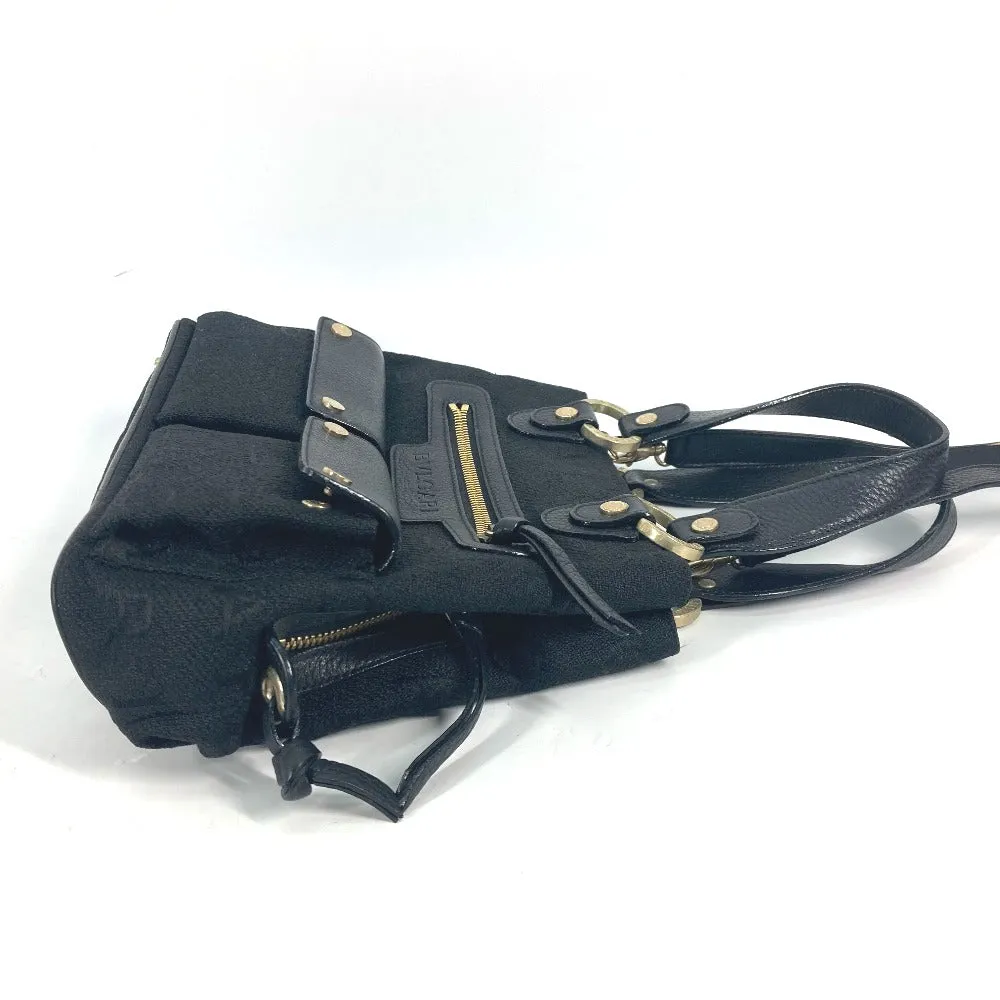 BVLGARI Handbag Leather / canvas black Bag Shoulder Bag Tote Bag Logo mania Women Used