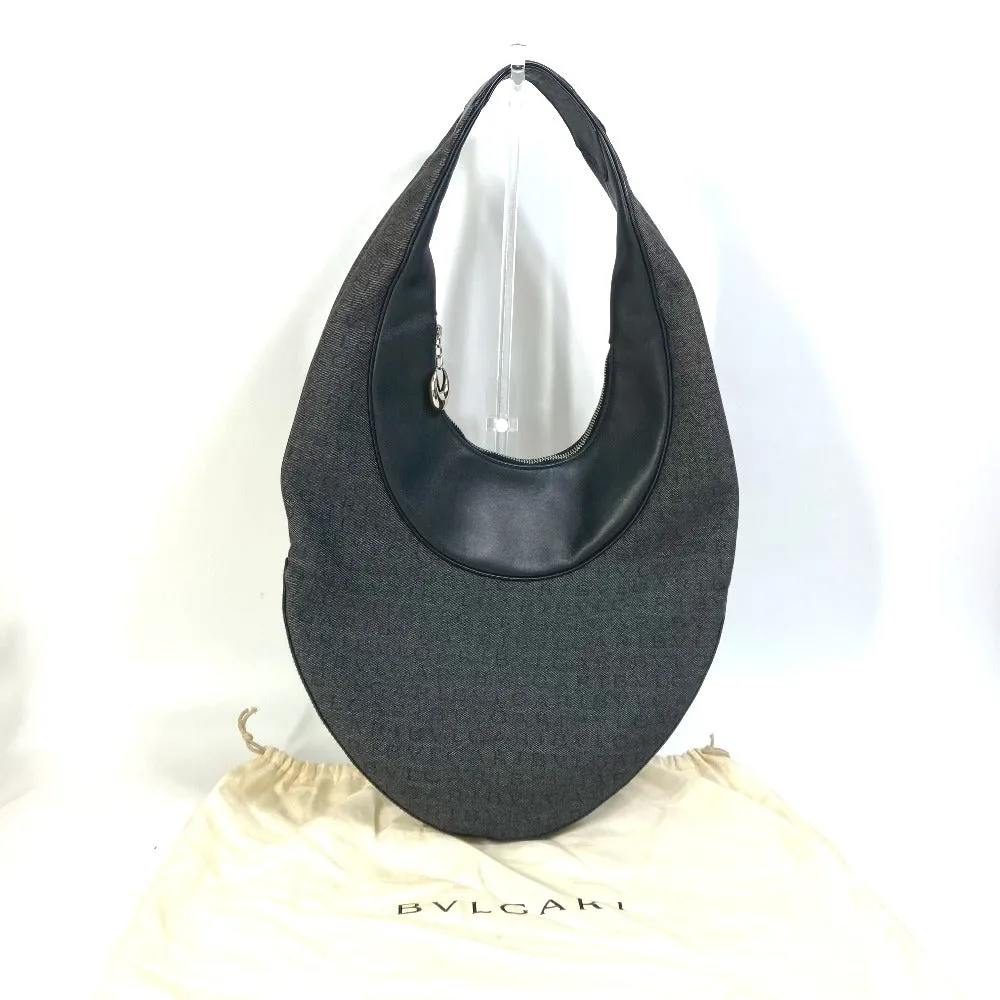 BVLGARI Shoulder Bag Model number unknown Canvas / leather black Shoulder denim Logomania Ascot Women Used