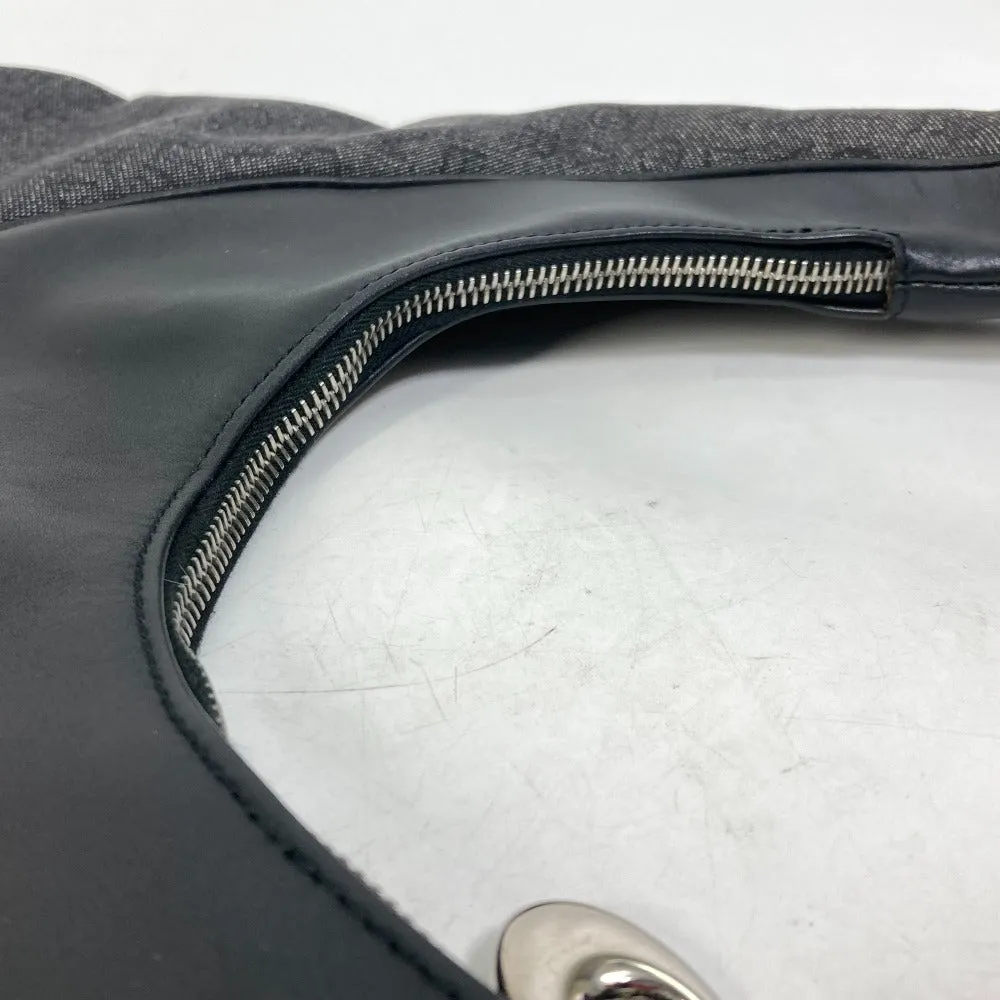 BVLGARI Shoulder Bag Model number unknown Canvas / leather black Shoulder denim Logomania Ascot Women Used