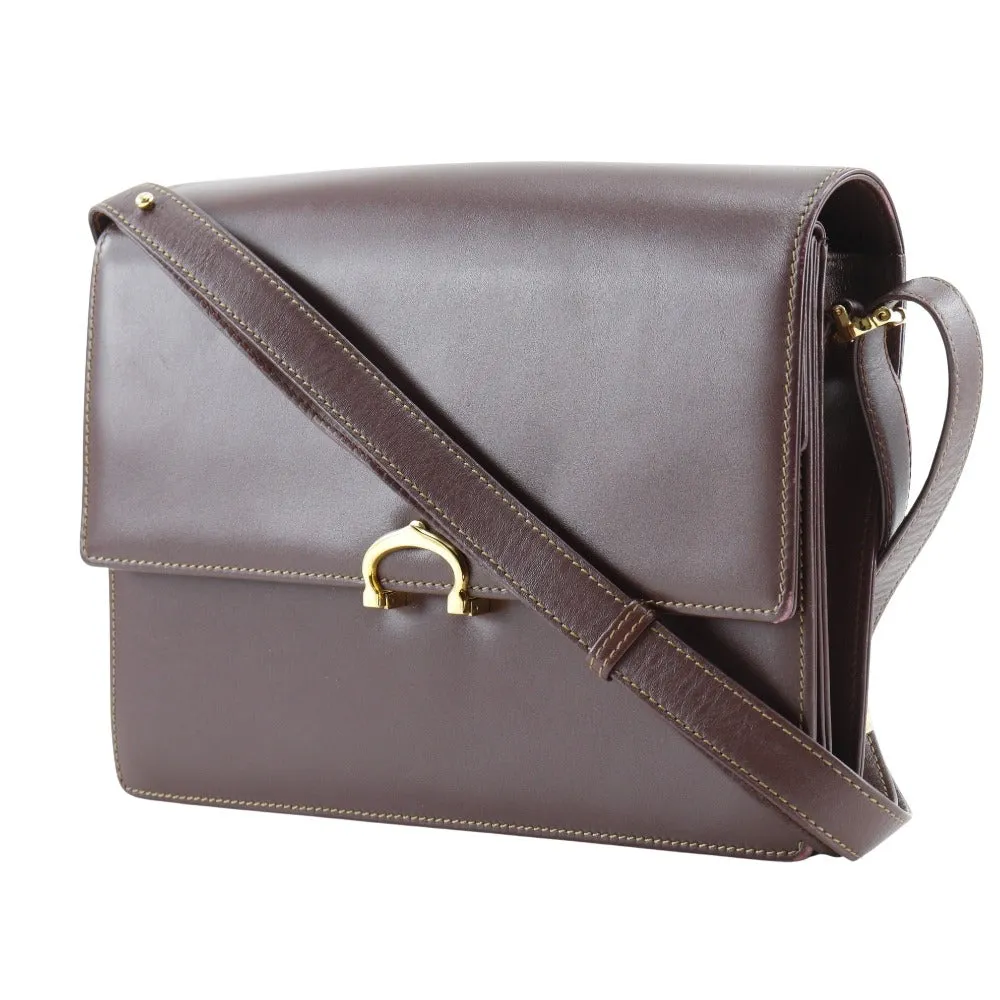 CARTIER Shoulder Bag Calfskin Bordeaux vintage Must Line Women Used