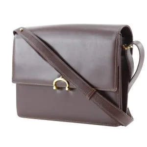 CARTIER Shoulder Bag Calfskin Bordeaux vintage Must Line Women Used