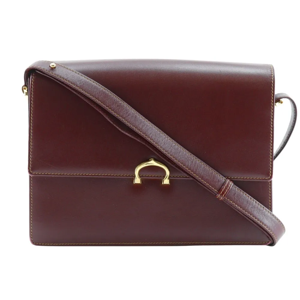CARTIER Shoulder Bag Calfskin Bordeaux vintage Must Line Women Used