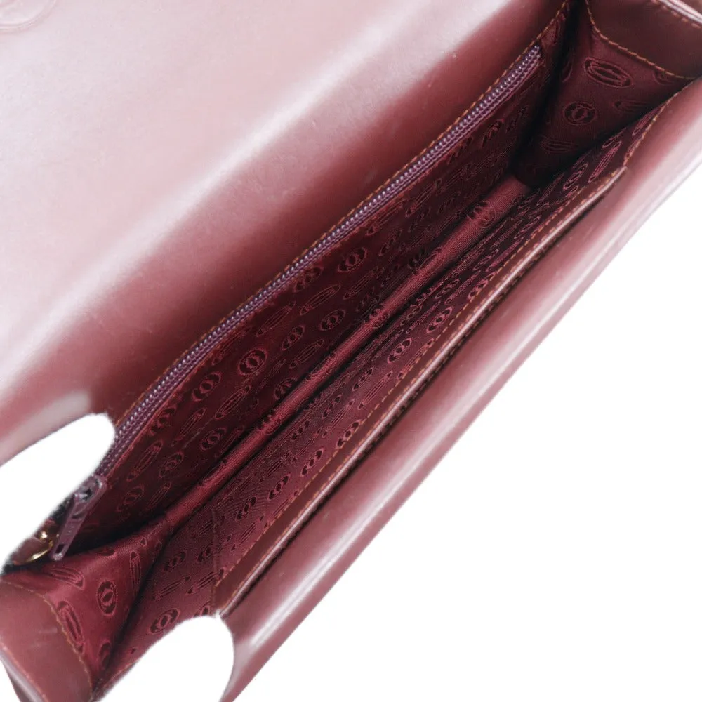 CARTIER Shoulder Bag Calfskin Bordeaux vintage Must Line Women Used