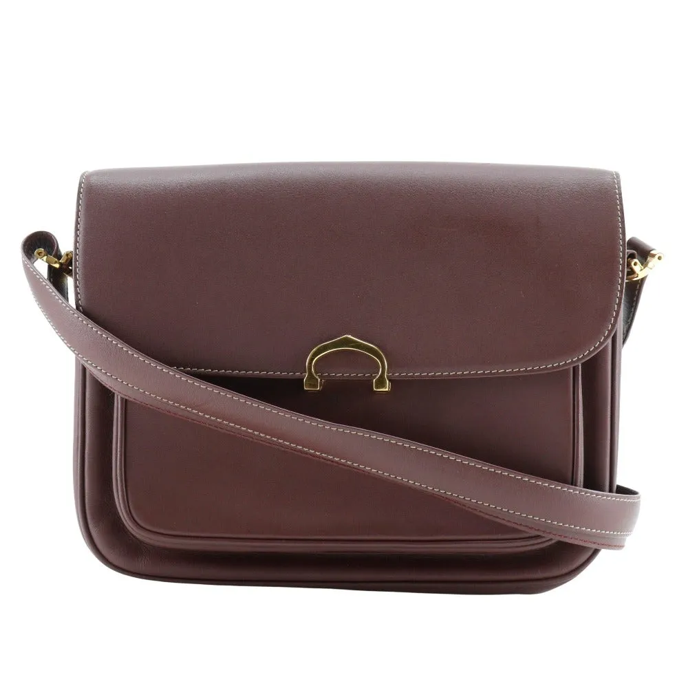 CARTIER Shoulder Bag Calfskin Bordeaux vintage Must Line Women Used