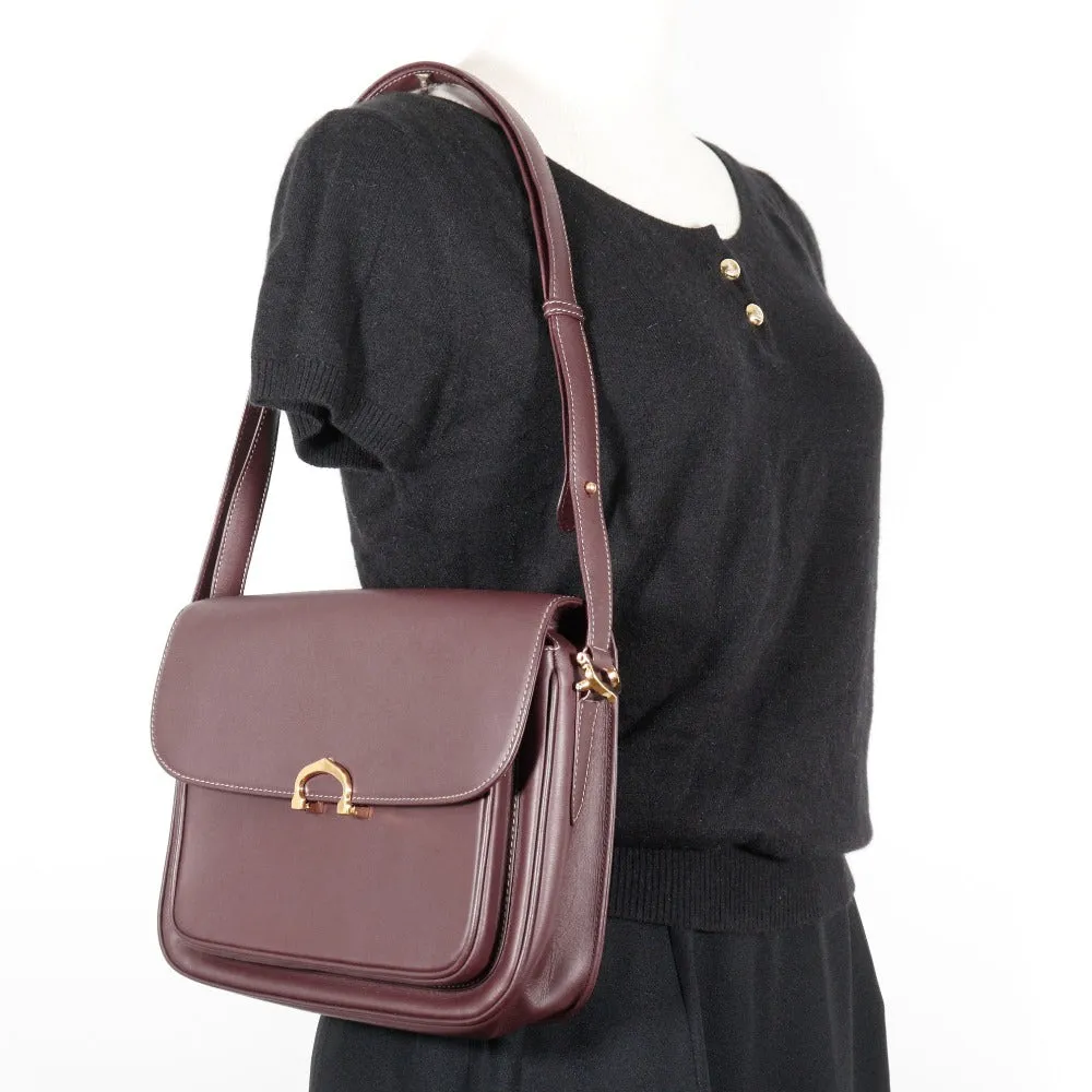 CARTIER Shoulder Bag Calfskin Bordeaux vintage Must Line Women Used