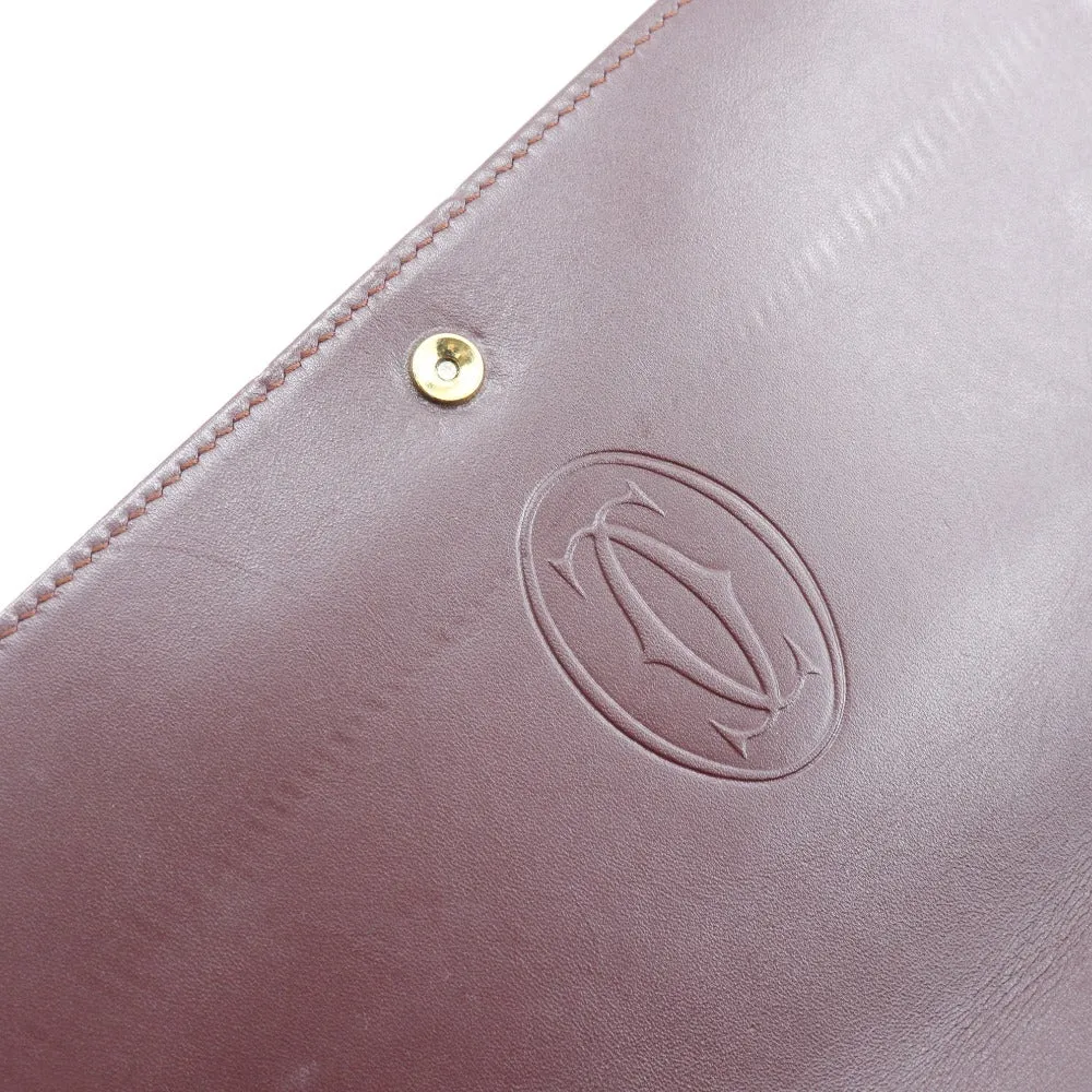 CARTIER Shoulder Bag Calfskin Bordeaux vintage Must Line Women Used