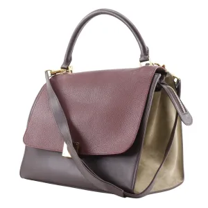CELINE Handbag Calfskin, suede Brown / Gray 2WAYShoulder Trapeze Women Used