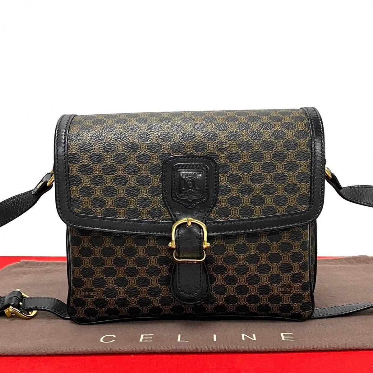 CELINE Shoulder Bag leather black