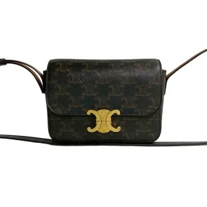 CELINE Shoulder Bag leather Brown Triomphe Mini Shoulder