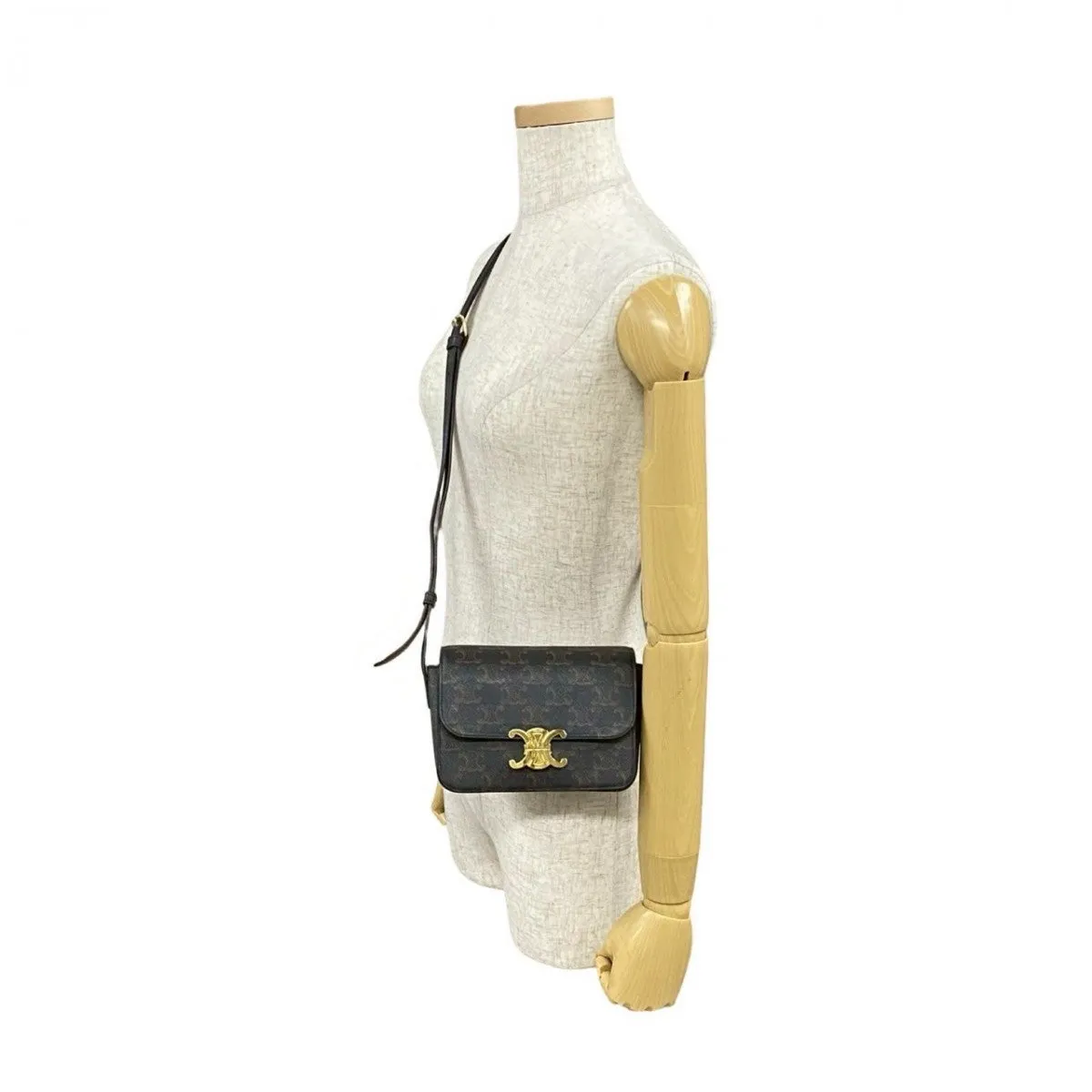 CELINE Shoulder Bag leather Brown Triomphe Mini Shoulder