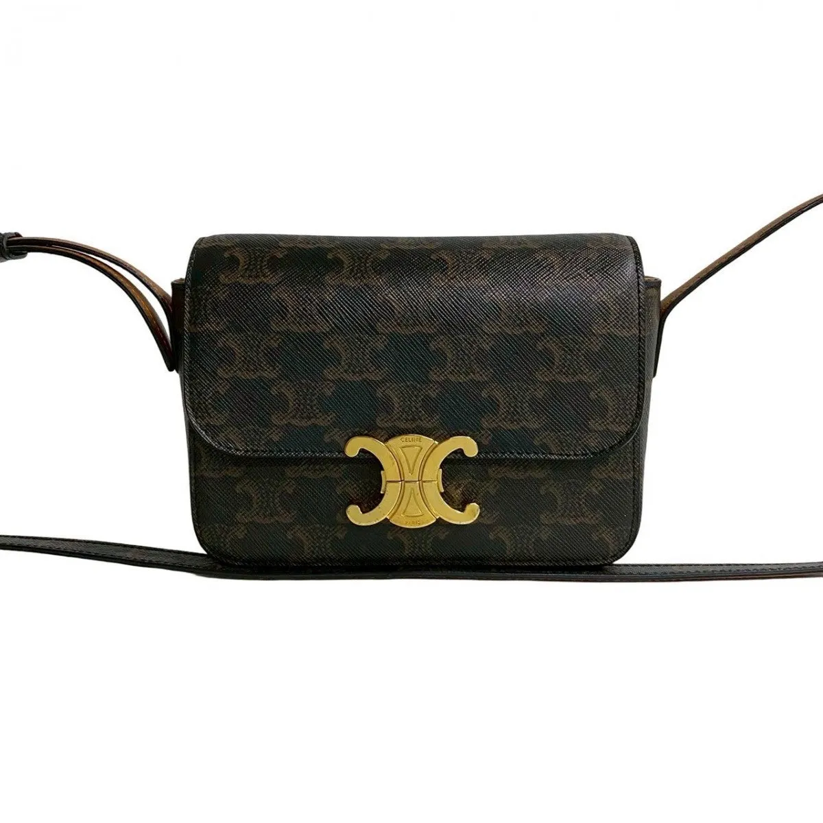CELINE Shoulder Bag leather Brown Triomphe Mini Shoulder