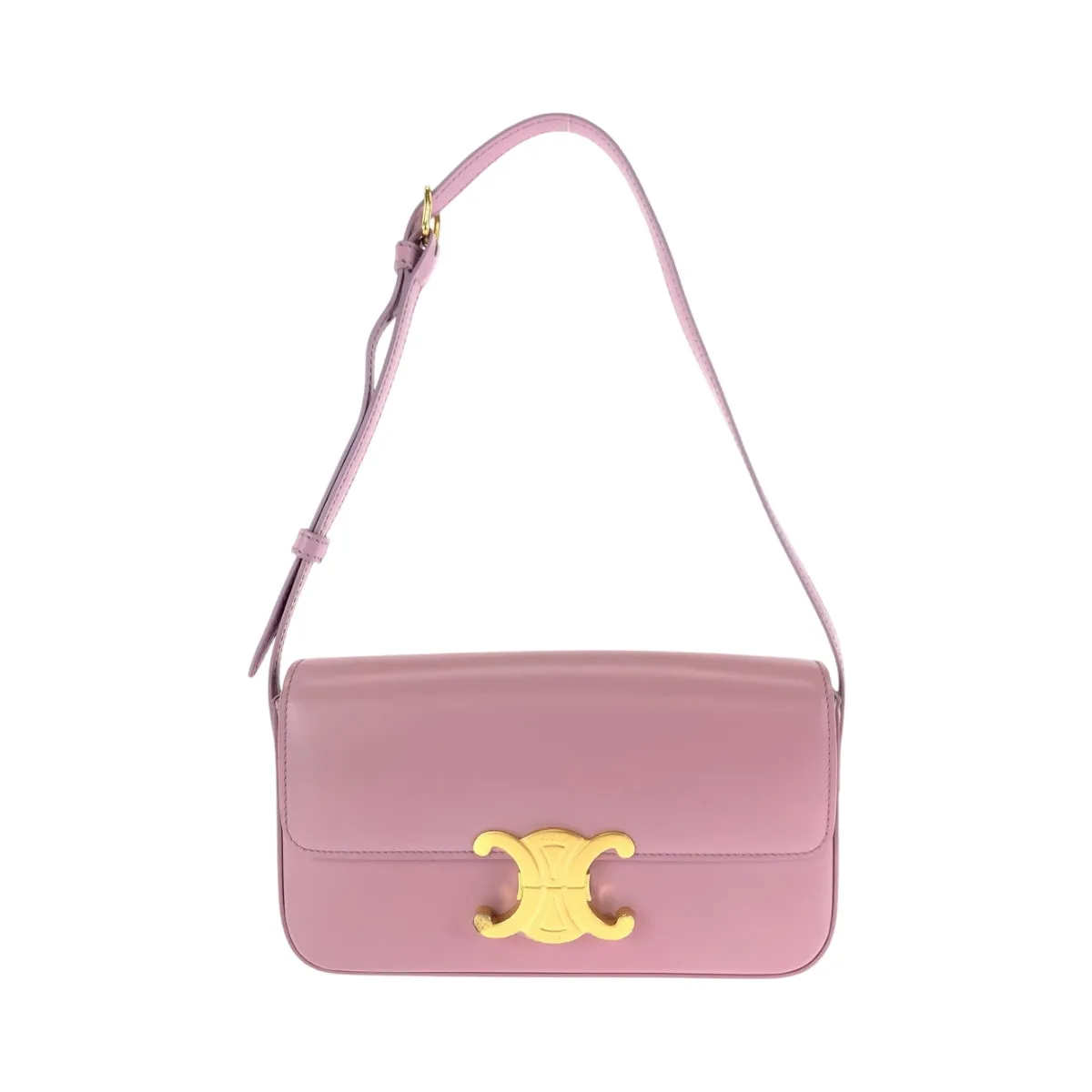 CELINE Shoulder Bag leather Pink Gold Metal Triomphe