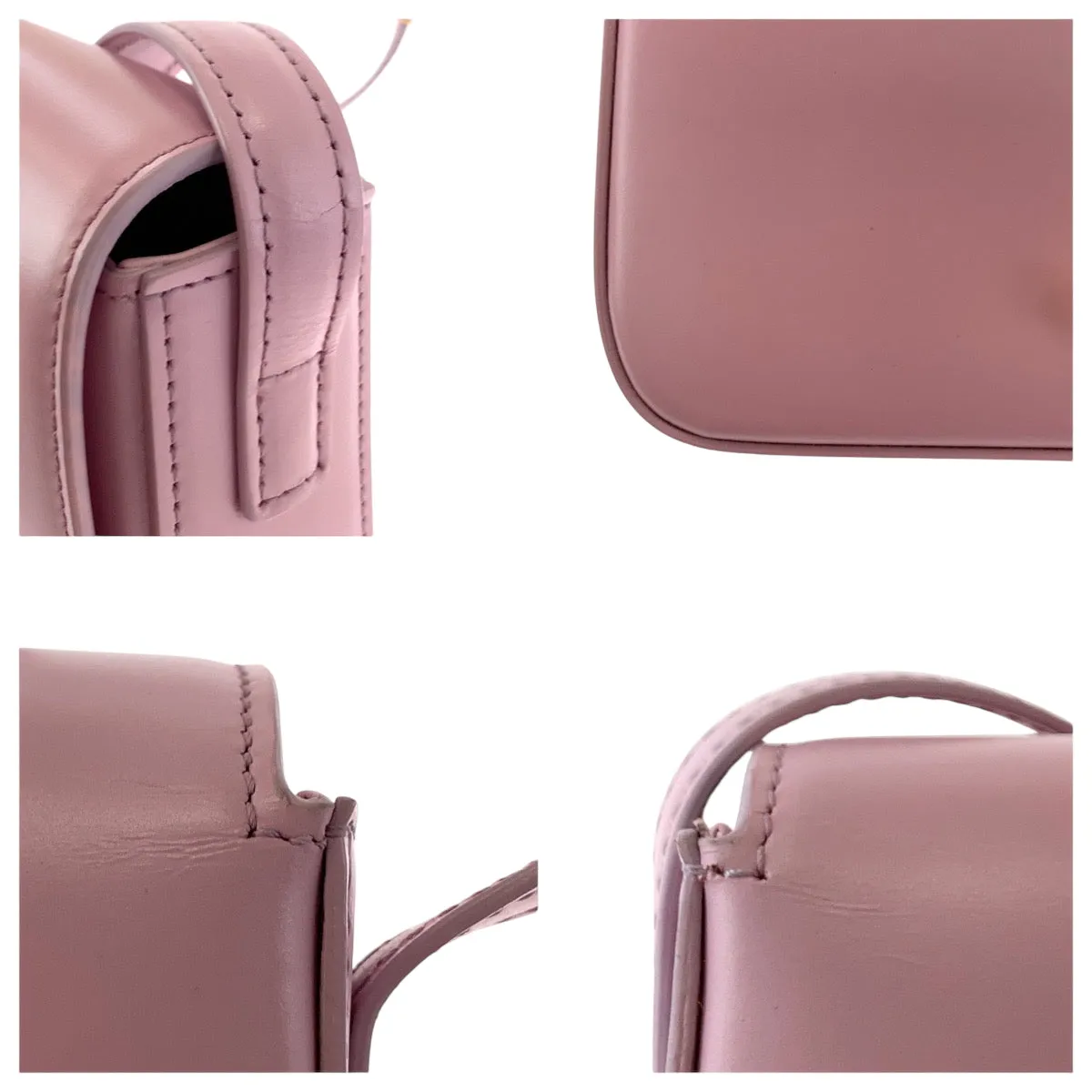 CELINE Shoulder Bag leather Pink Gold Metal Triomphe
