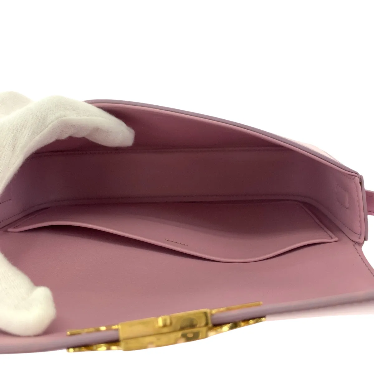 CELINE Shoulder Bag leather Pink Gold Metal Triomphe