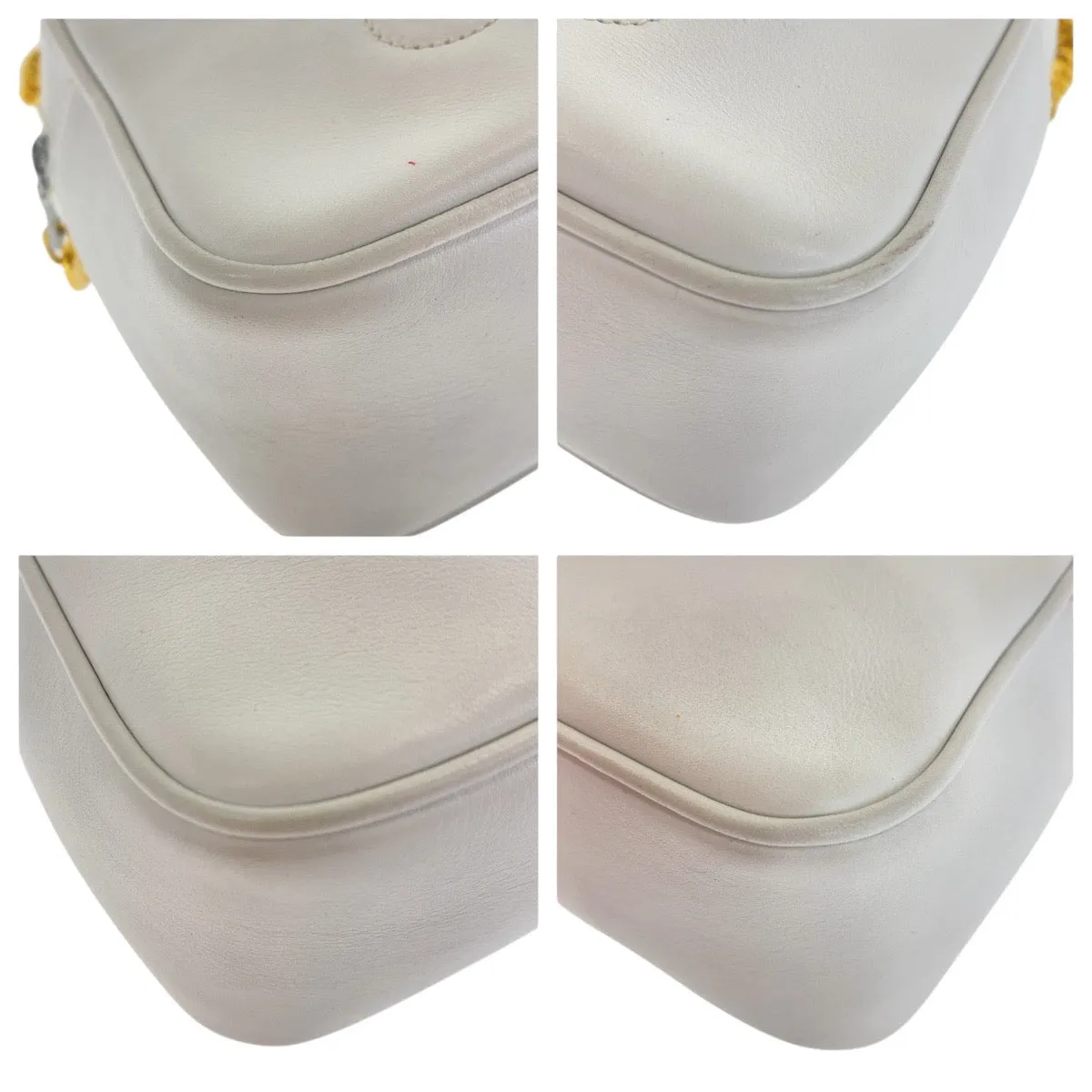 CELINE Shoulder Bag leather White GoldMetal Triomphe
