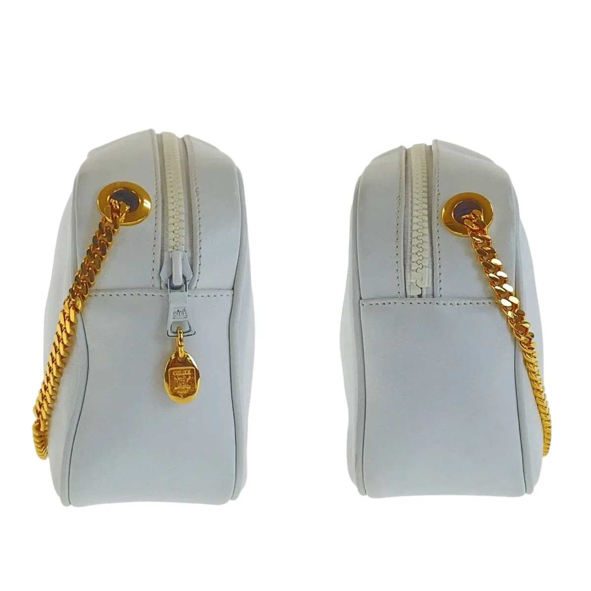CELINE Shoulder Bag leather White GoldMetal Triomphe