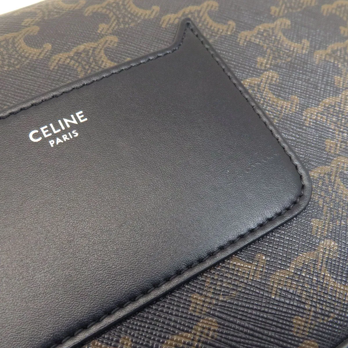 CELINE Shoulder Bag PVC Brown Triomphe