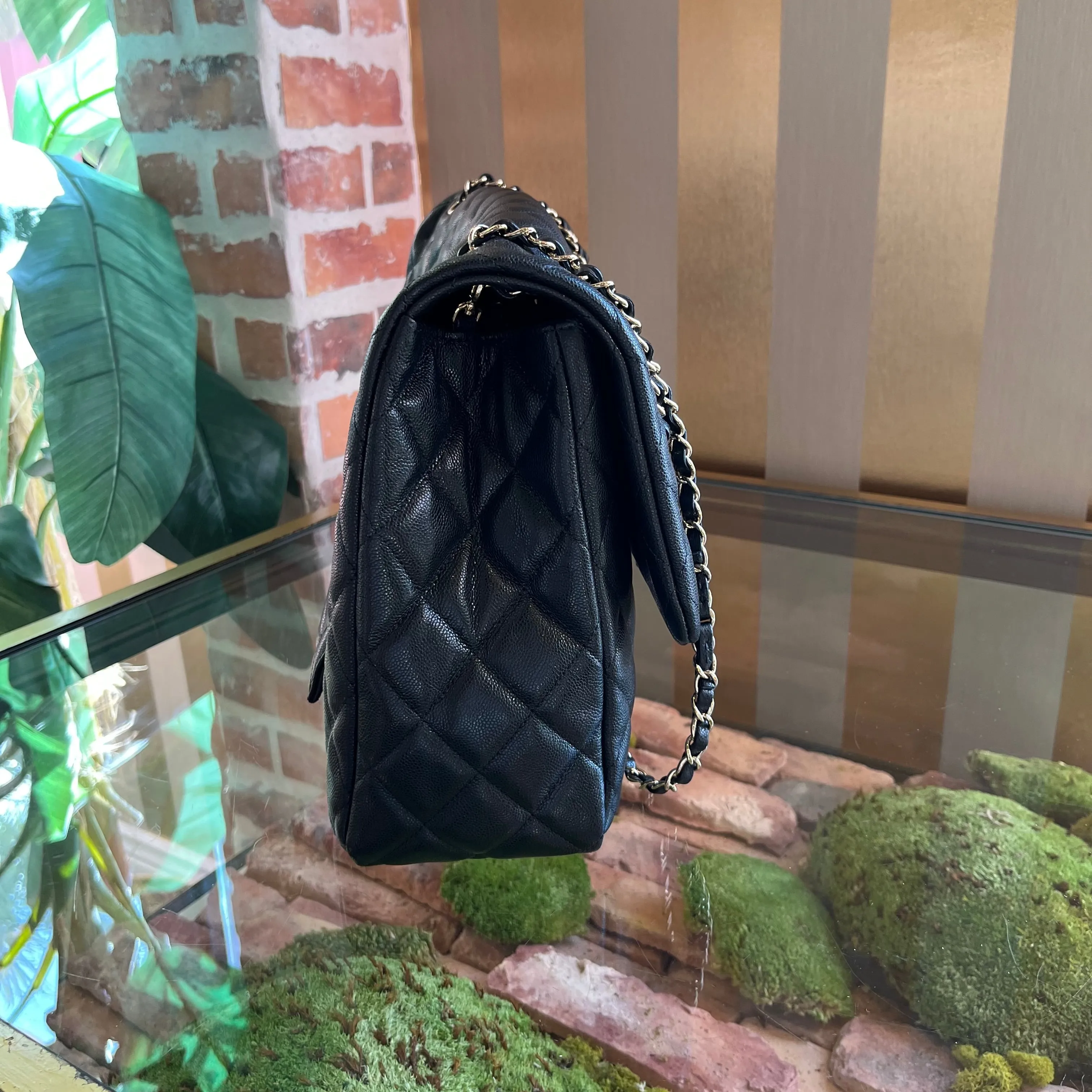CHANEL Double Flap XXL Black Caviar Leather Shoulder Bag