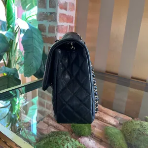 CHANEL Double Flap XXL Black Caviar Leather Shoulder Bag