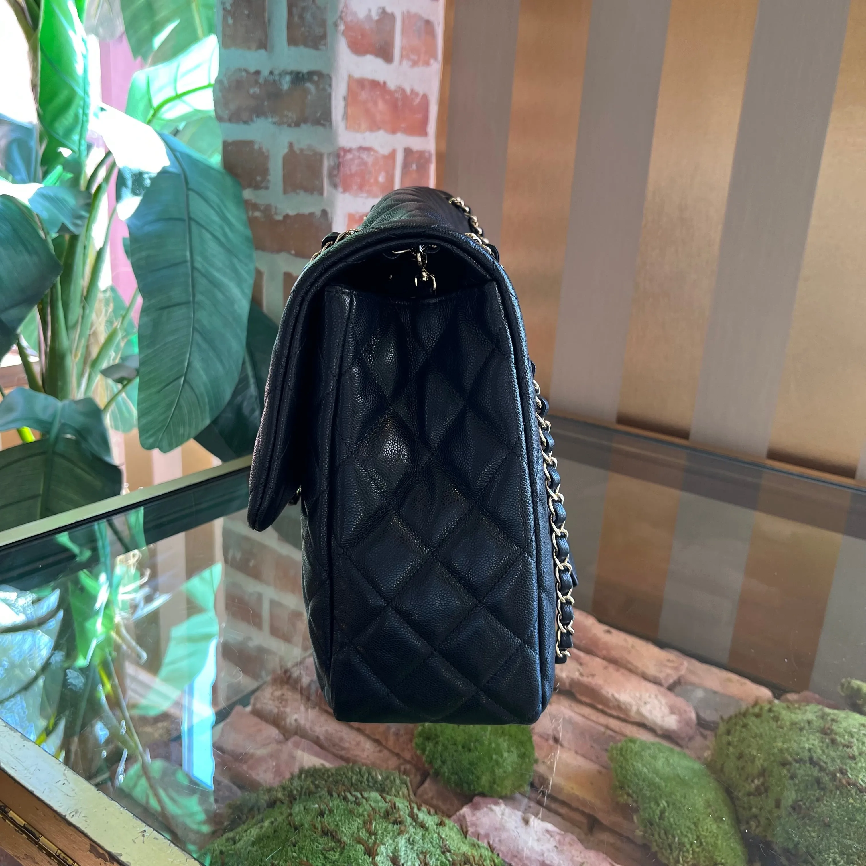 CHANEL Double Flap XXL Black Caviar Leather Shoulder Bag