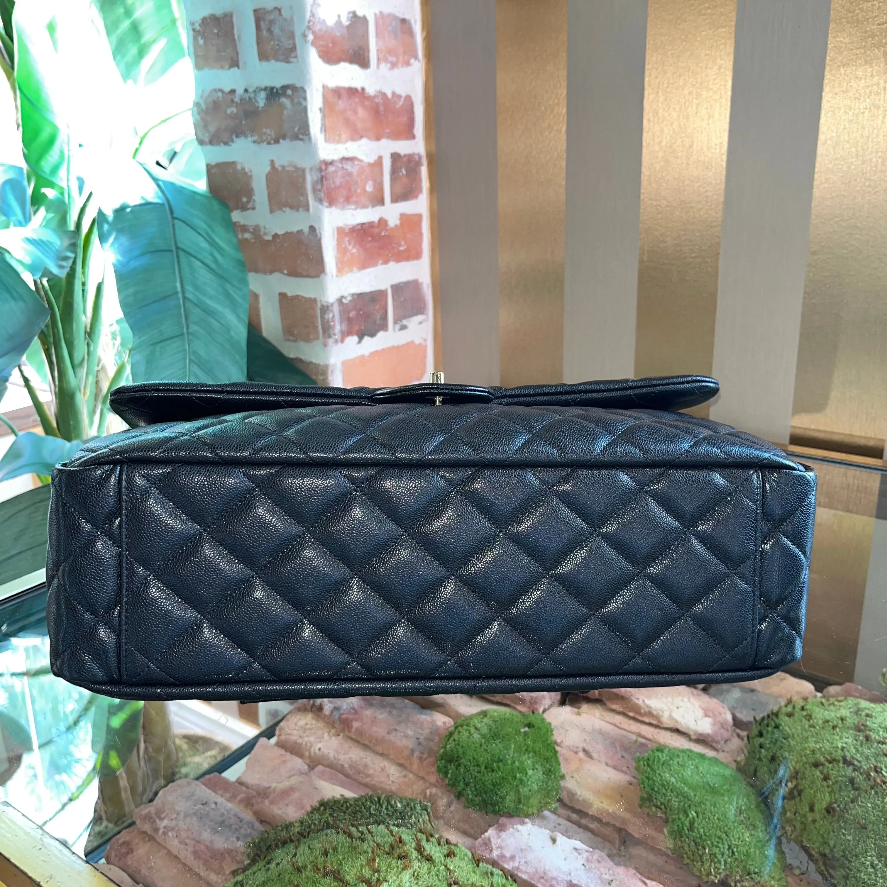CHANEL Double Flap XXL Black Caviar Leather Shoulder Bag