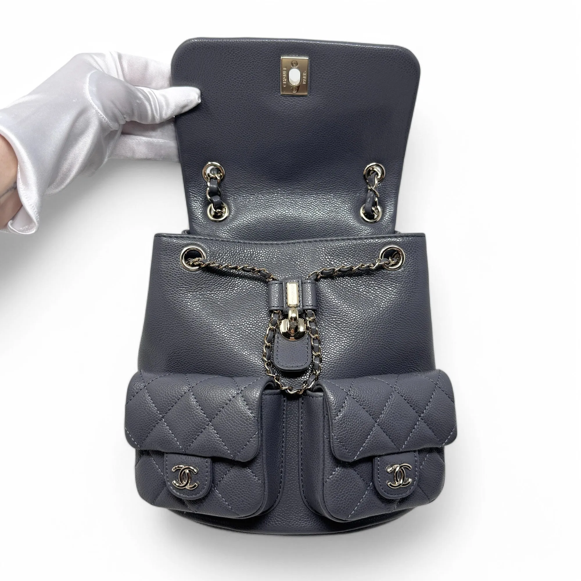 Chanel Grey Mini Duma Pockets Backpack