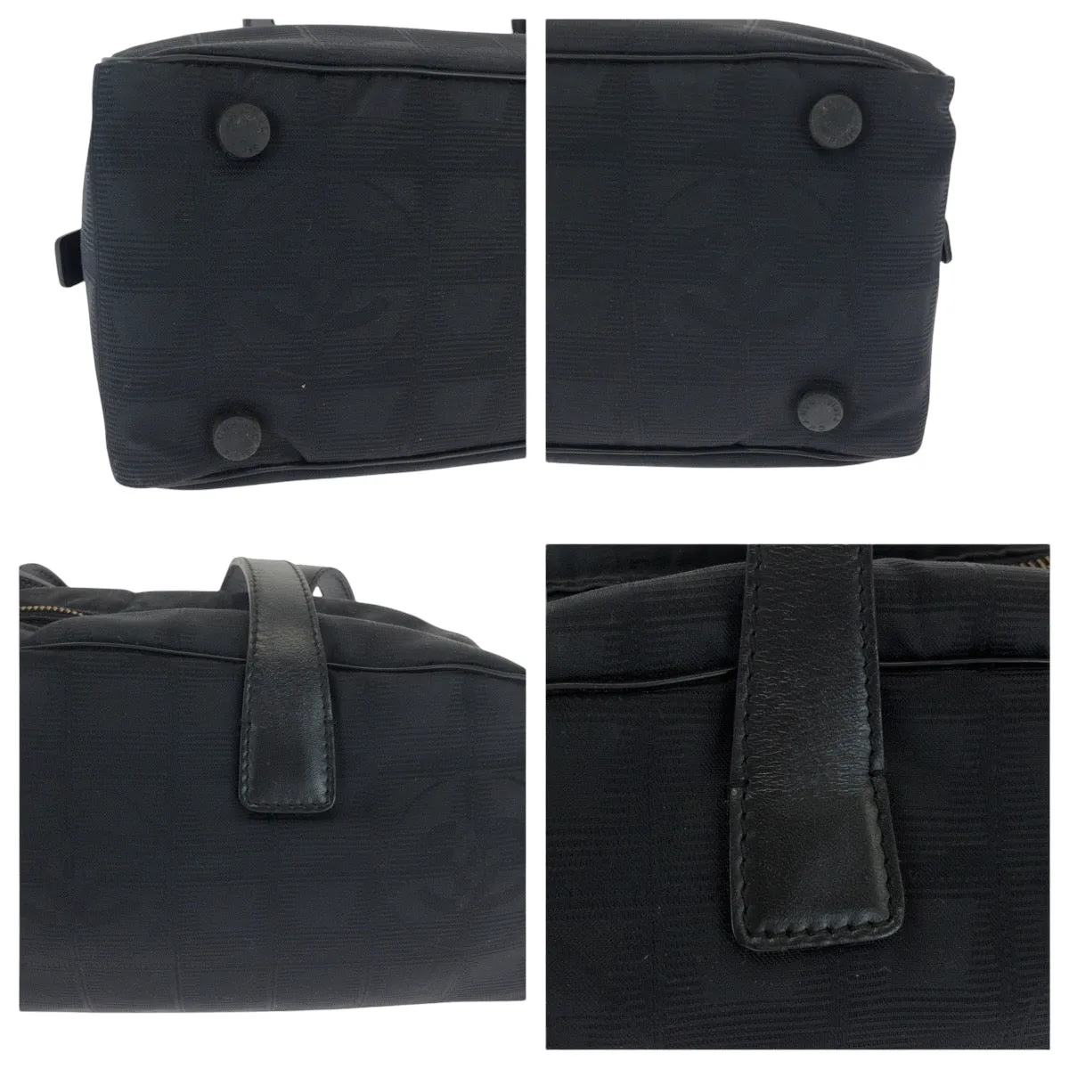 CHANEL Handbag Nylon Black SilverMetal Handbag Shoulder Bag New travel line Women Used