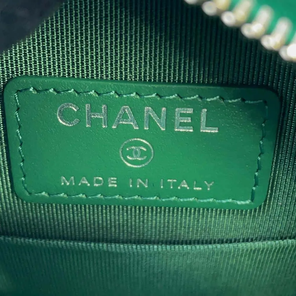 CHANEL Round Chain Shoulder Bag Green A70657 Caviar Leather