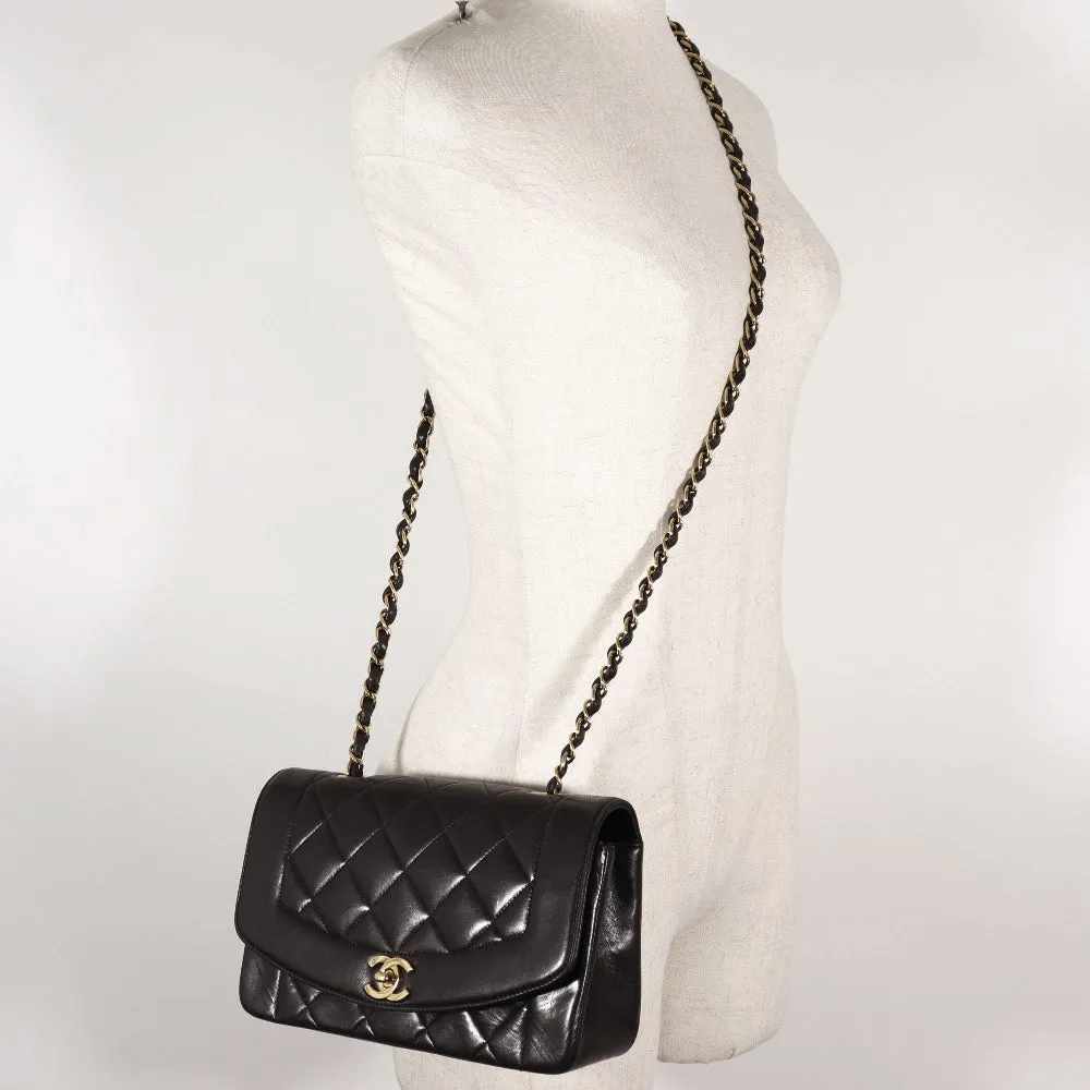 CHANEL Shoulder Bag A01164 lambskin black Matrasse ChainShoulder diana flap 22 Women Used