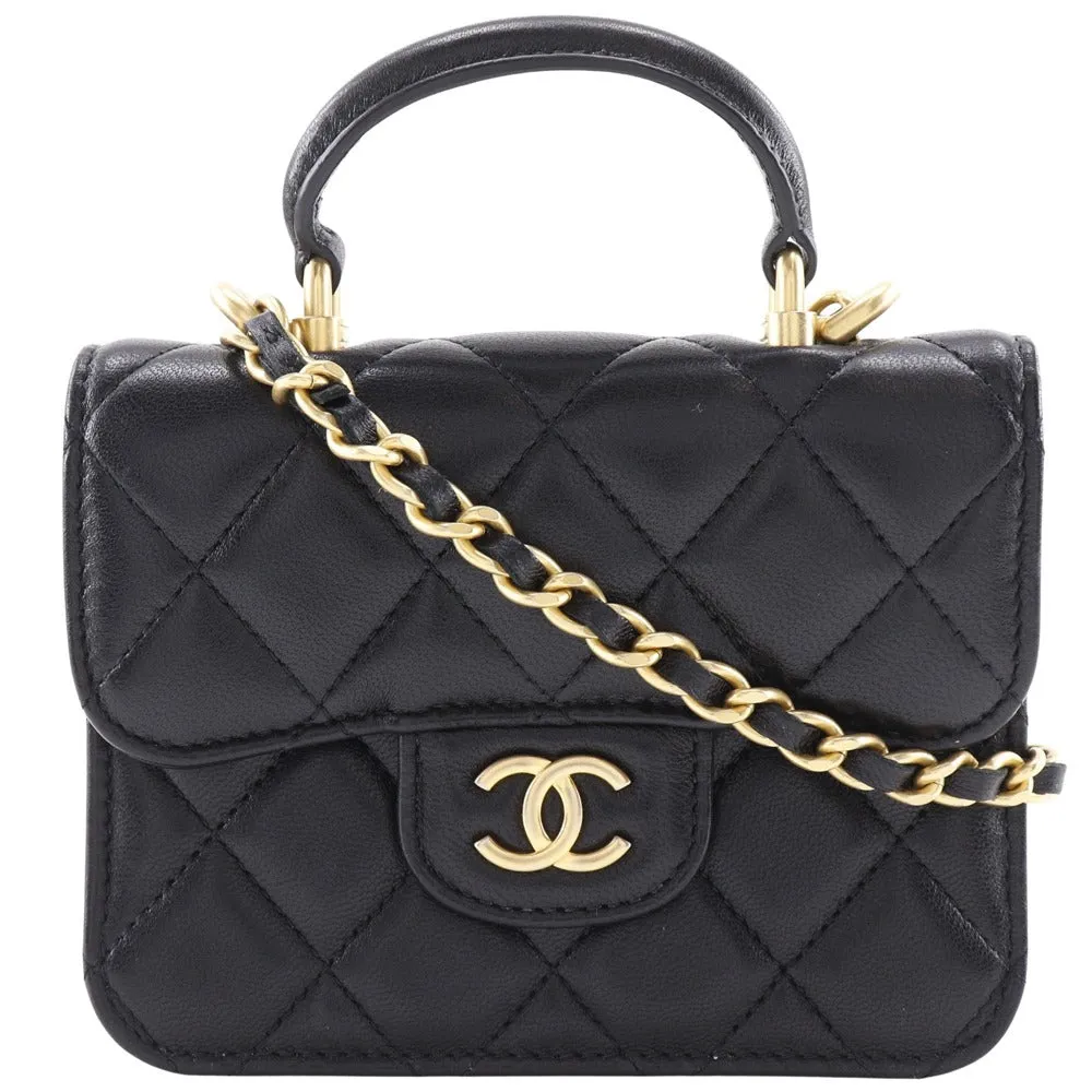 CHANEL Shoulder Bag AP2200 lambskin black Mini matrasse Chain pochette