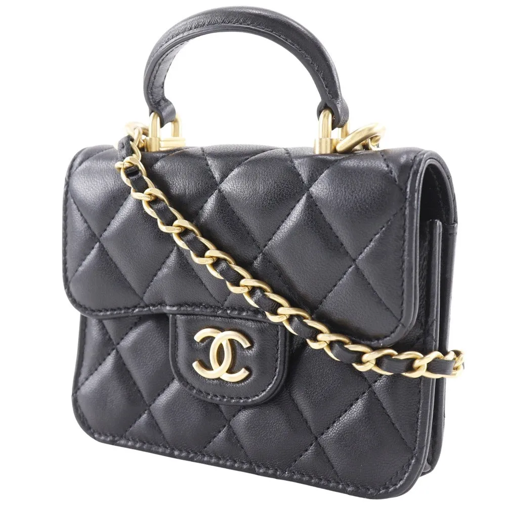 CHANEL Shoulder Bag AP2200 lambskin black Mini matrasse Chain pochette