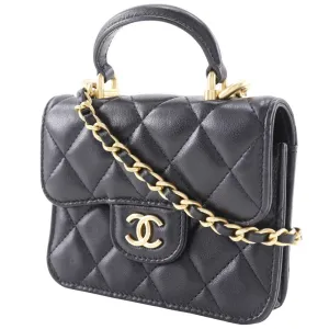 CHANEL Shoulder Bag AP2200 lambskin black Mini matrasse Chain pochette